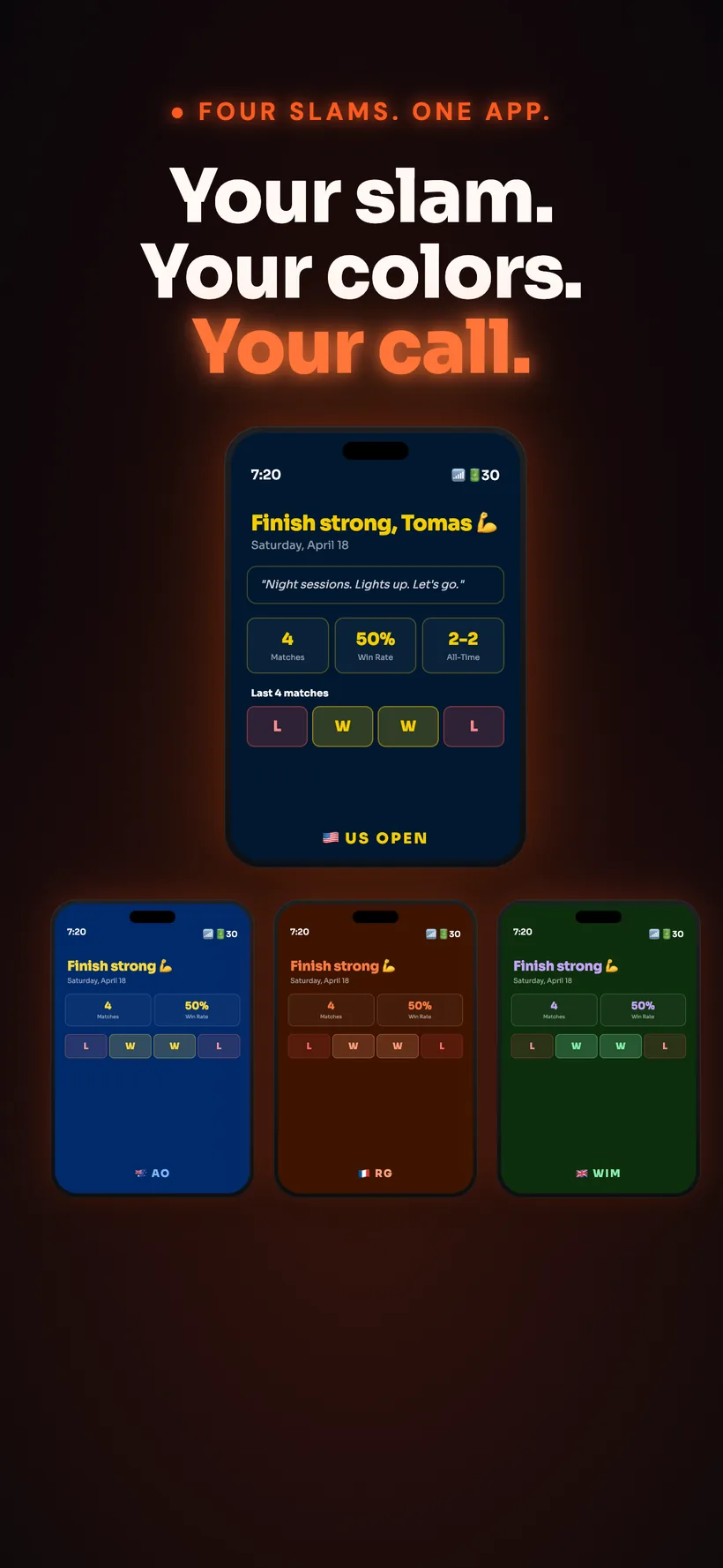 Grand Slam color themes